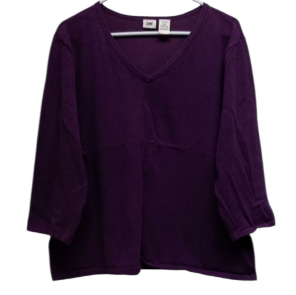 Lee Purple V-Neck Long Sleeve Top